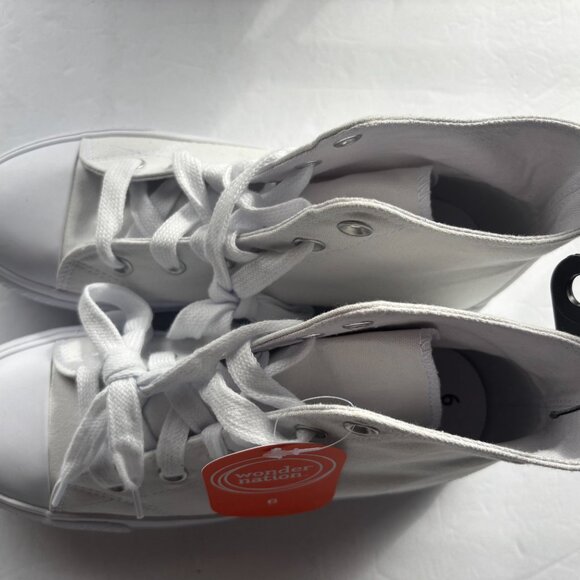 NEW Wonder Nation Girls Happy Faces & White High Top Sneakers - Shoe Size 6 - Picture 6 of 14